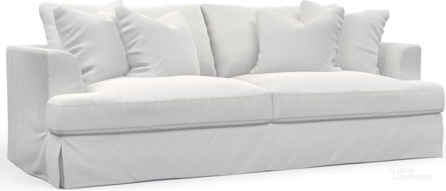 The appearance of Sunset Trading Newport Slipcovered Recessed Fin Arm 94 Inch Sofa Stain Resistant Performance Fabric 4 Throw Pillows White designed by Sunset Trading in the modern / contemporary interior design. This white piece of furniture  was selected by 1StopBedrooms from Newport Collection to add a touch of cosiness and style into your home. Sku: SY-130000-3910-81. Material: Wood. Product Type: Sofa. Image1