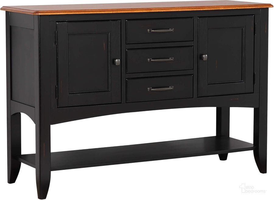 The appearance of Sunset Trading Selections Sideboard With Large Display Shelf 3 Drawers 2 Storage Cabinets Antique Black And Cherry designed by Sunset Trading in the transitional interior design. This cherry piece of furniture  was selected by 1StopBedrooms from Black Cherry Selections Collection to add a touch of cosiness and style into your home. Sku: DLU-1122-SB-BCH. Material: Wood. Product Type: Display Shelf. Image1