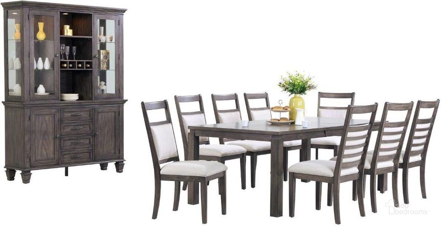 The appearance of Sunset Trading Shades of Gray 11 Piece Dining Set with China Cabinet designed by Sunset Trading in the traditional interior design. This weathered grey piece of furniture  was selected by 1StopBedrooms from Shades Of Gray Collection to add a touch of cosiness and style into your home. Sku: DLU-EL-9282;DLU-EL-C90-2;DLU-EL-C90-2;DLU-EL-C90-2;DLU-EL-C90-2;DLU-EL-B;DLU-EL-H. Material: Wood. Product Type: Dining Room Set. Image1