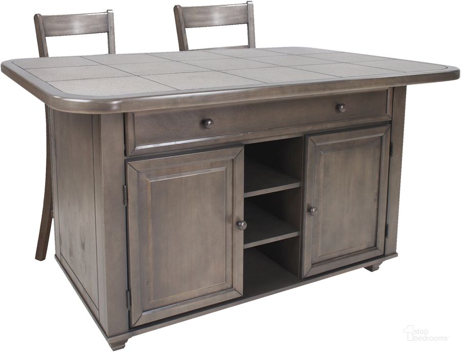 The appearance of Shades of Gray 3 Piece Kitchen Island Set In Weathered Gray designed by Sunset Trading in the traditional interior design. This weathered gray piece of furniture  was selected by 1StopBedrooms from Shades Of Gray Collection to add a touch of cosiness and style into your home. Sku: CY-KI-TT-02-AG-B;CY-KI-TT-02-AG-T3;DLU-EL-B200-AG-RTA. Product Type: Kitchen Island. Material: Rubberwood. Image1