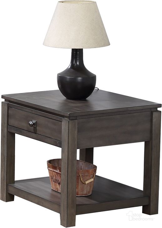 The appearance of Sunset Trading Shades of Gray End Table with Drawer and Shelf designed by Sunset Trading in the traditional interior design. This weathered grey piece of furniture  was selected by 1StopBedrooms from Shades Of Gray Collection to add a touch of cosiness and style into your home. Sku: DLU-EL1602. Material: Wood. Product Type: End Table. Image1