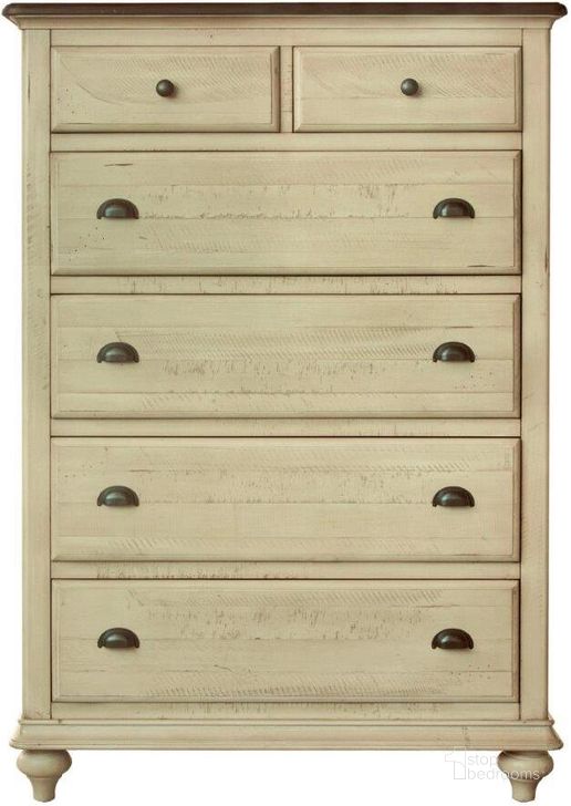 The appearance of Sunset Trading Shades of Sand 6 Drawer Bedroom Chest designed by Sunset Trading in the traditional interior design. This antique white piece of furniture  was selected by 1StopBedrooms from Shades Of Sand Collection to add a touch of cosiness and style into your home. Sku: CF-2341-0490. Product Type: Chest. Material: Pine. Image1