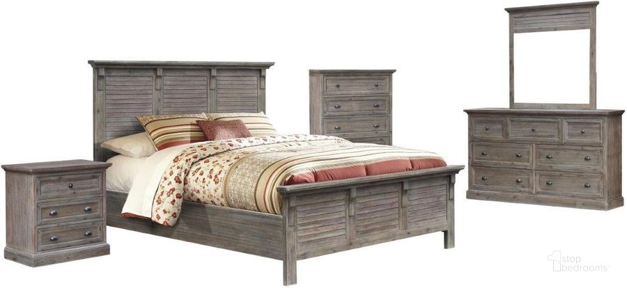 The appearance of Sunset Trading Solstice Grey 5 Piece King Bedroom Set designed by Sunset Trading in the country / farmhouse interior design. This weathered gray and brown piece of furniture  was selected by 1StopBedrooms from Solstice Grey Collection to add a touch of cosiness and style into your home. Sku: CF-3002-0441;CF-3012-0441;CF-3021-0441;CF-3030-0441;CF-3034-0441;CF-3036-0441;CF-3041-0441. Bed Type: Panel Bed. Product Type: Panel Bed. Bed Size: King. Material: Pine. Image1