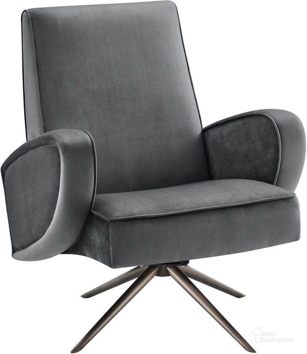 The appearance of Superior Performance Velvet Swivel Chair In Gray designed by Modway in the modern / contemporary interior design. This gray piece of furniture  was selected by 1StopBedrooms from Superior Collection to add a touch of cosiness and style into your home. Sku: EEI-5027-GRY. Product Type: Accent Chair. Material: Stainless Steel. Image1