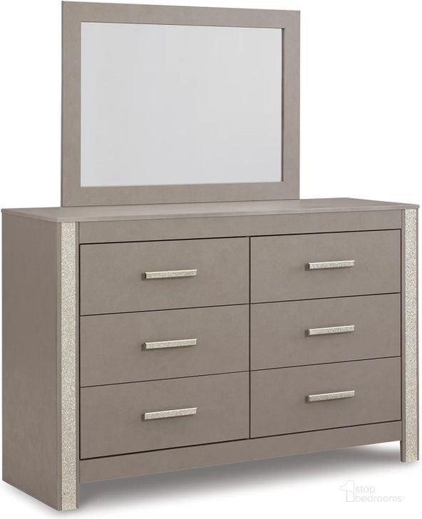 The appearance of Surancha Dresser and Mirror In Gray designed by Signature Design by Ashley in the modern / contemporary interior design. This gray piece of furniture  was selected by 1StopBedrooms from Surancha Collection to add a touch of cosiness and style into your home. Sku: B1145-231;B1145-36. Material: Wood. Product Type: Dresser and Mirror. Image1