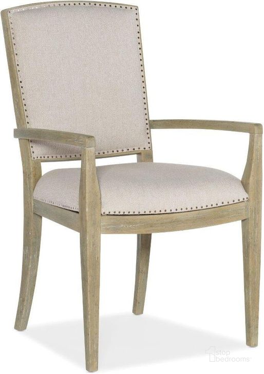 The appearance of Surfrider Carved Back Arm Chair set of 2 designed by Hooker in the transitional interior design. This light wood piece of furniture  was selected by 1StopBedrooms from Surfrider Collection to add a touch of cosiness and style into your home. Sku: 6015-75401-80. Material: Fabric. Product Type: Arm Chair. Image1