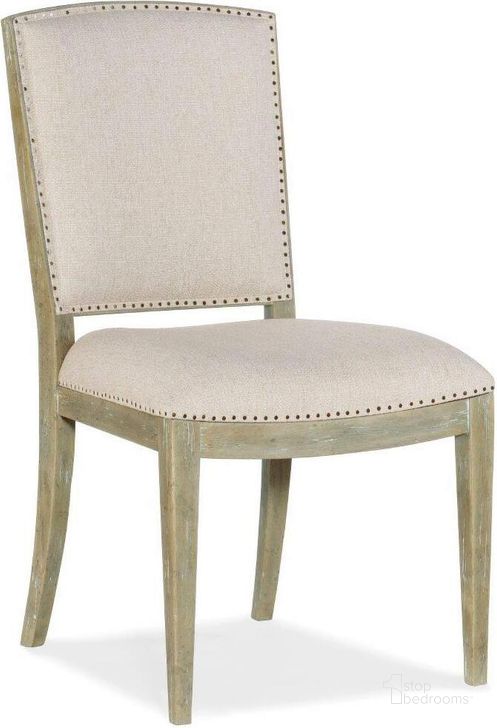 The appearance of Surfrider Carved Back Side Chair set of 2 designed by Hooker in the transitional interior design. This light wood piece of furniture  was selected by 1StopBedrooms from Surfrider Collection to add a touch of cosiness and style into your home. Sku: 6015-75411-80. Material: Fabric. Product Type: Side Chair. Image1