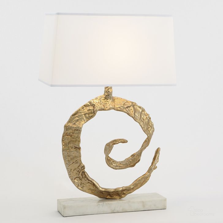 The appearance of Swirl Lamp In Brass With White Marble designed by Global Views in the modern / contemporary interior design. This gold piece of furniture  was selected by 1StopBedrooms from Swirl Collection to add a touch of cosiness and style into your home. Sku: 9.93557. Product Type: Lamp. Material: Alabaster. Image1