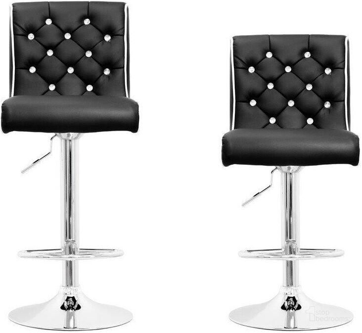The appearance of Swivel Bar Stool With Crystal And Tufted Look Set of 2 In Black designed by Best Master Furniture in the modern / contemporary interior design. This black piece of furniture  was selected by 1StopBedrooms from Swivel Collection to add a touch of cosiness and style into your home. Sku: ST8226B. Product Type: Barstool. Material: Crystal. Image1