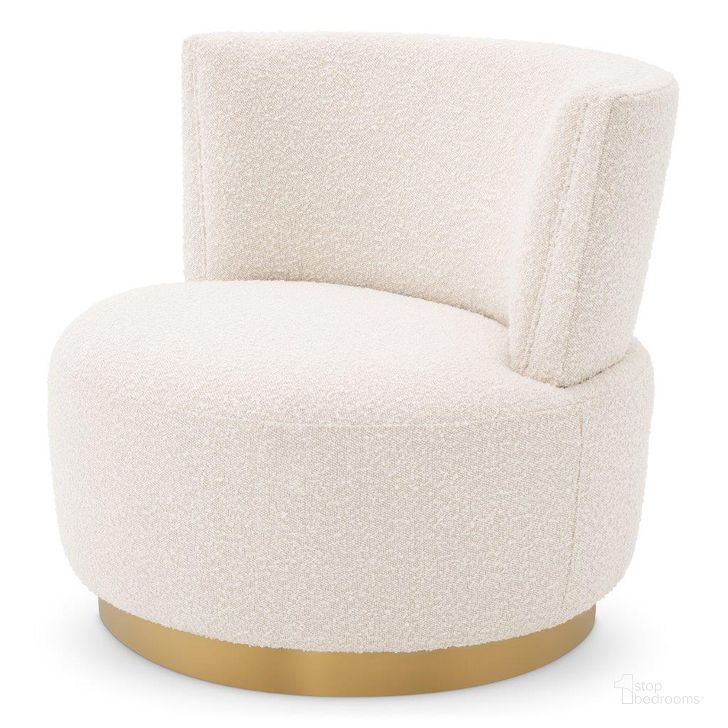 The appearance of Swivel Chair Alonso Boucle Cream designed by Eichholtz in the modern / contemporary interior design. This cream piece of furniture  was selected by 1StopBedrooms from  to add a touch of cosiness and style into your home. Sku: A114659. Material: Fabric. Product Type: Arm Chair. Image1