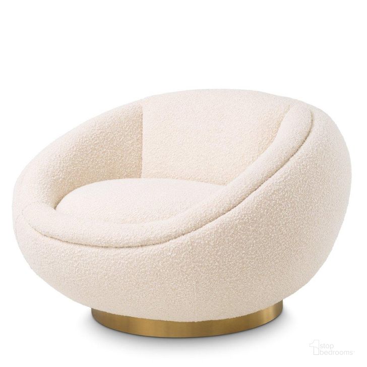 The appearance of Swivel Chair Bollinger Boucle Cream designed by Eichholtz in the modern / contemporary interior design. This cream piece of furniture  was selected by 1StopBedrooms from  to add a touch of cosiness and style into your home. Sku: A114819. Material: Fabric. Product Type: Arm Chair. Image1
