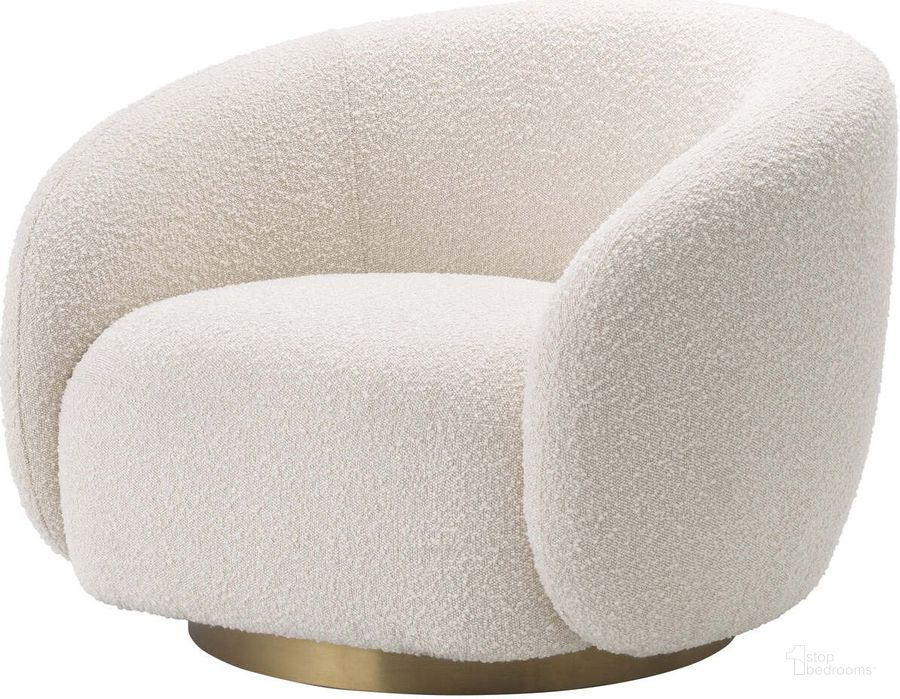 The appearance of Swivel Chair Brice Boucle Cream designed by Eichholtz in the modern / contemporary interior design. This cream piece of furniture  was selected by 1StopBedrooms from Brice Collection to add a touch of cosiness and style into your home. Sku: A114429. Material: Fabric. Product Type: Arm Chair. Image1