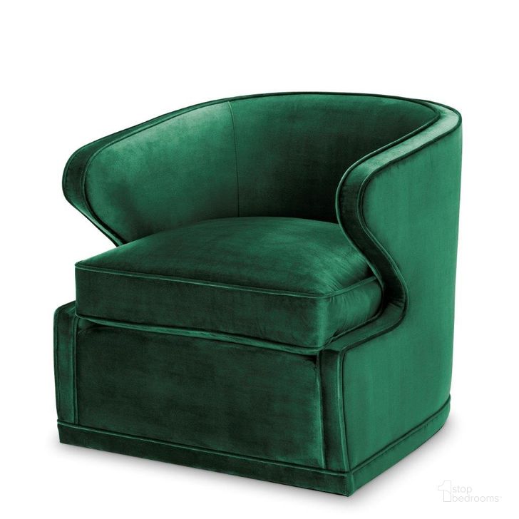 The appearance of Swivel Chair Dorset Roche Green Velvet designed by Eichholtz in the modern / contemporary interior design. This green piece of furniture  was selected by 1StopBedrooms from Dorset Collection to add a touch of cosiness and style into your home. Sku: A111938. Product Type: Arm Chair. Material: Velvet. Image1