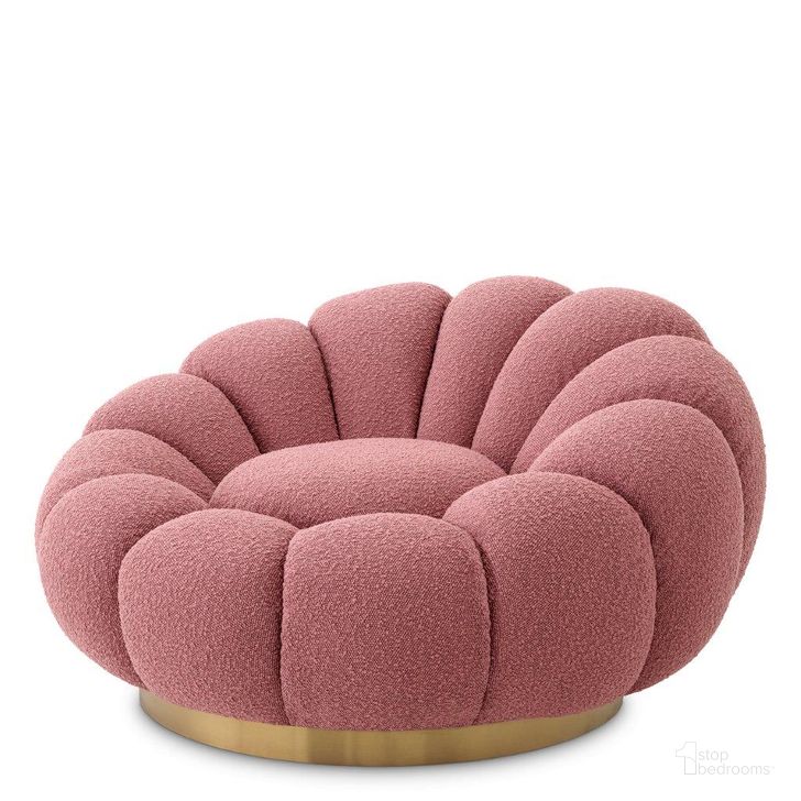 The appearance of Swivel Chair Mello Boucle Rose designed by Eichholtz in the modern / contemporary interior design. This rosa piece of furniture  was selected by 1StopBedrooms from Mello Collection to add a touch of cosiness and style into your home. Sku: A117103. Product Type: Arm Chair. Material: Brass. Image1