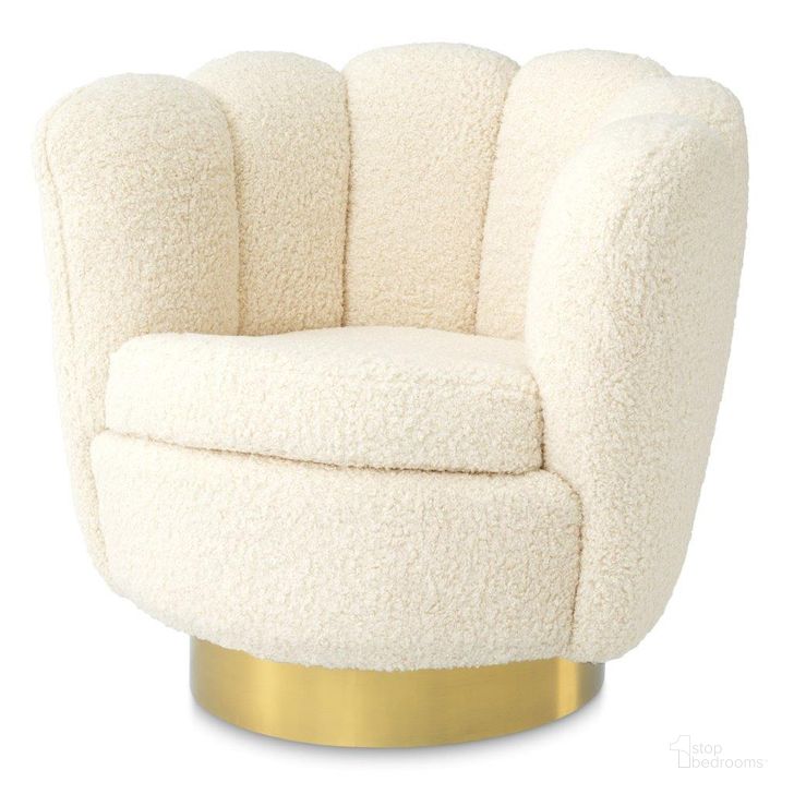 The appearance of Swivel Chair Mirage Faux Shearling designed by Eichholtz in the modern / contemporary interior design. This brass piece of furniture  was selected by 1StopBedrooms from Mirage Collection to add a touch of cosiness and style into your home. Sku: A113485. Product Type: Arm Chair. Material: Brass. Image1