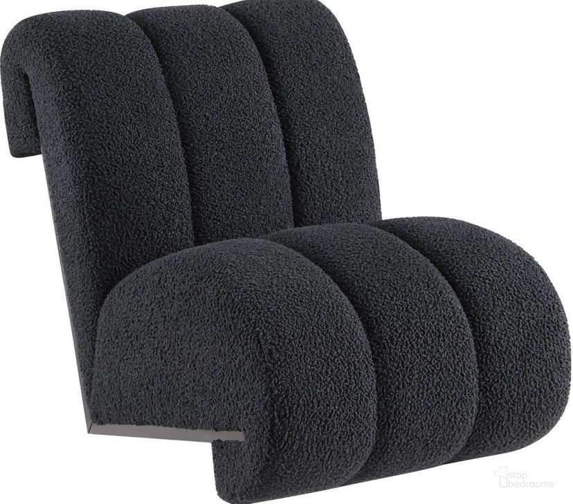 The appearance of Swoon Black Faux Sheepskin Accent Chair 572Black designed by Meridian in the modern / contemporary interior design. This black piece of furniture  was selected by 1StopBedrooms from Swoon Collection to add a touch of cosiness and style into your home. Sku: 572Black. Material: Wood. Product Type: Accent Chair. Image1