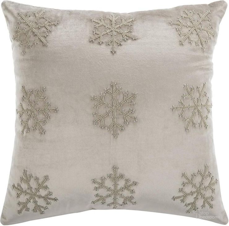 The appearance of Sydnee Snowflake Pillow PLS885A-2020 designed by Safavieh in the modern / contemporary interior design. This silver beige piece of furniture  was selected by 1StopBedrooms from Sydnee Collection to add a touch of cosiness and style into your home. Sku: PLS885A-2020. Material: Cotton. Product Type: Pillows and Throw. Image1