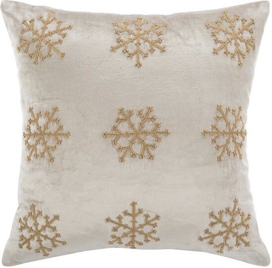 The appearance of Sydnee Snowflake Pillow PLS885B-2020 designed by Safavieh in the modern / contemporary interior design. This gold and beige piece of furniture  was selected by 1StopBedrooms from Sydnee Collection to add a touch of cosiness and style into your home. Sku: PLS885B-2020. Material: Cotton. Product Type: Pillows and Throw. Image1