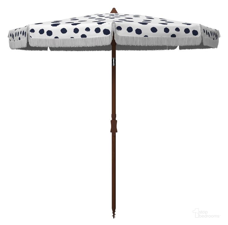 The appearance of Sydney 6.5 Ft Umbrella in White and Navy designed by Safavieh in the modern / contemporary interior design. This white and navy piece of furniture  was selected by 1StopBedrooms from Sydney Collection to add a touch of cosiness and style into your home. Sku: PAT8502B. Material: Metal. Product Type: Umbrella. Image1