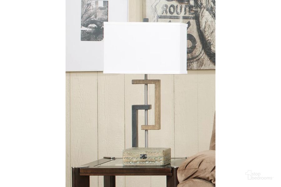 The appearance of Syler Poly Table Lamp Set of 2 designed by Signature Design by Ashley in the modern / contemporary interior design. This brown/silver piece of furniture  was selected by 1StopBedrooms from Syler Collection to add a touch of cosiness and style into your home. Sku: L405284. Material: Metal. Product Type: Table Lamp. Image1