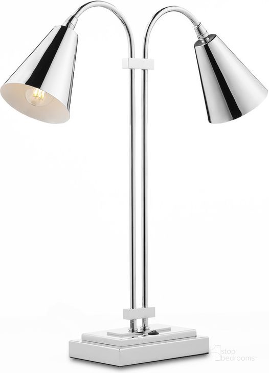 The appearance of Symmetry Nickel Double Desk Lamp designed by Currey & Company in the modern / contemporary interior design. This nickel piece of furniture  was selected by 1StopBedrooms from Symmetry Collection to add a touch of cosiness and style into your home. Sku: 6000-0783. Material: Metal. Product Type: Desk Lamp. Image1