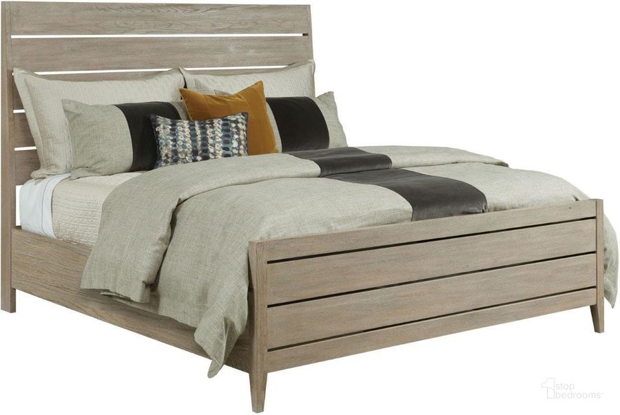 The appearance of Symmetry Sand Incline Oak Queen Panel Bed With High Footboard designed by Kincaid in the transitional interior design. This beige piece of furniture  was selected by 1StopBedrooms from Symmetry Collection to add a touch of cosiness and style into your home. Sku: 939-310P. Bed Type: Panel Bed. Material: Wood. Product Type: Panel Bed. Bed Size: Queen.