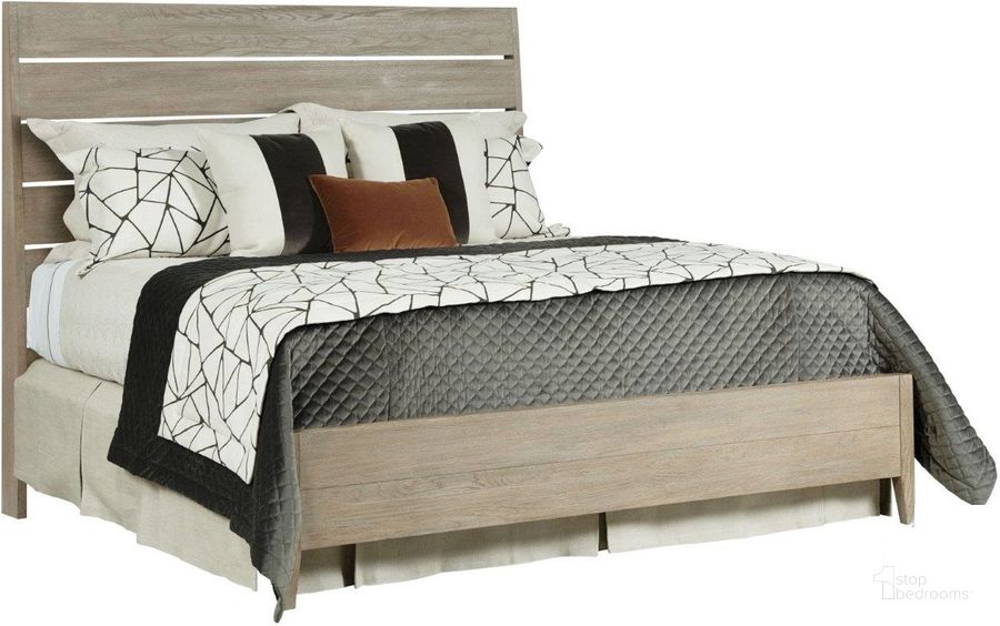 The appearance of Symmetry Sand Incline Oak Queen Panel Bed With Medium Footboard designed by Kincaid in the transitional interior design. This beige piece of furniture  was selected by 1StopBedrooms from Symmetry Collection to add a touch of cosiness and style into your home. Sku: 939-307P. Bed Type: Panel Bed. Material: Wood. Product Type: Panel Bed. Bed Size: Queen.