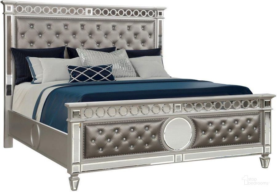 The appearance of Symphony King Bed In Silver designed by Galaxy Home Furnishings in the modern / contemporary interior design. This silver piece of furniture  was selected by 1StopBedrooms from Symphony Collection to add a touch of cosiness and style into your home. Sku: 808857826862-BOX1;808857826862-BOX2;808857826862-BOX3. Bed Type: Panel Bed. Material: Wood. Product Type: Panel Bed. Bed Size: King. Image1