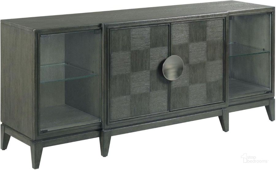 The appearance of Synchronicity Sable Entertainment Console designed by Hammary in the transitional interior design. This gray piece of furniture  was selected by 1StopBedrooms from Synchronicity Collection to add a touch of cosiness and style into your home. Sku: 968-926. Material: Wood. Product Type: Entertainment Console. Image1
