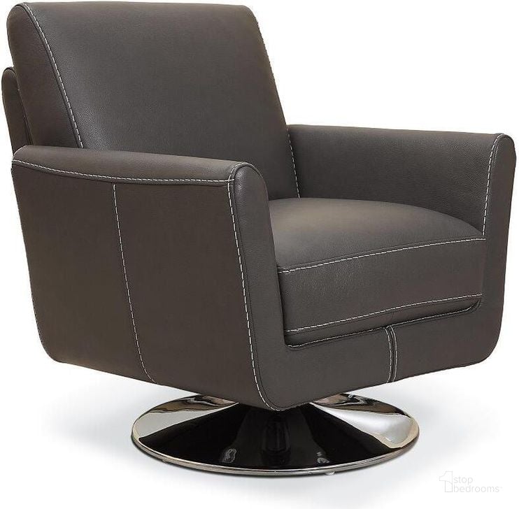 The appearance of Syria Swivel Chair In Dark Grey designed by Bellini Modern Living in the modern / contemporary interior design. This dark grey piece of furniture  was selected by 1StopBedrooms from Syria Collection to add a touch of cosiness and style into your home. Sku: Syria DGY. Product Type: Swivel Chair. Material: Chrome. Image1