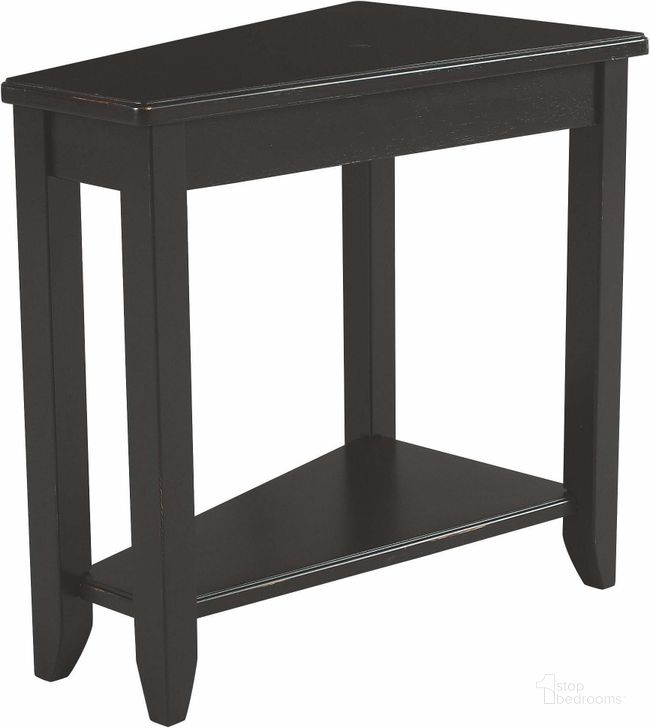 The appearance of Chairsides Black Chairside Table designed by Hammary in the transitional interior design. This black piece of furniture  was selected by 1StopBedrooms from Chairsides Collection to add a touch of cosiness and style into your home. Sku: 200-T00219-22. Material: Wood. Product Type: Chairside Table.