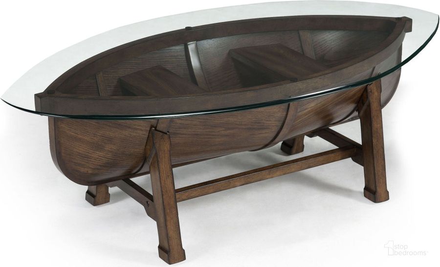 The appearance of Beaufort Oval Cocktail Table designed by Magnussen in the traditional interior design. This brown piece of furniture  was selected by 1StopBedrooms from Beaufort Collection to add a touch of cosiness and style into your home. Sku: T2214-47T;T2214-47B. Table Top Shape: Oval. Material: Glass. Product Type: Cocktail Table. Image1