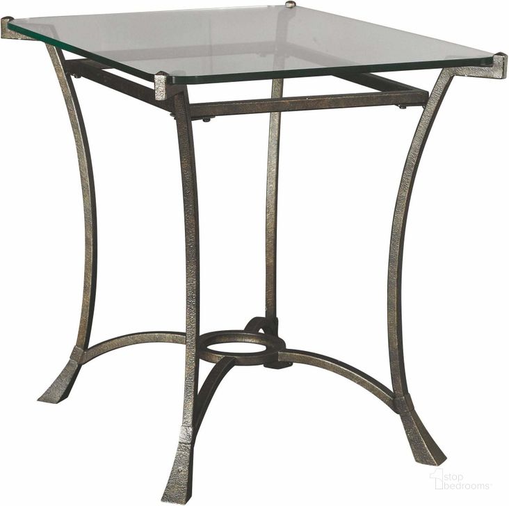 The appearance of Sutton Dark Burnished Steel Rectangular End Table designed by Hammary in the transitional interior design. This silver piece of furniture  was selected by 1StopBedrooms from Sutton Collection to add a touch of cosiness and style into your home. Sku: T30026-T3002620-00B;T30026-T3002620-00T. Material: Glass. Product Type: End Table. Table Top Shape: Rectangular. Image1