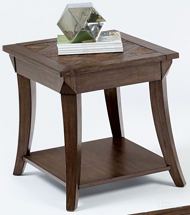 The appearance of Appeal l Dark Poplar Rectangular End Table designed by Progressive Furniture in the transitional interior design. This brown piece of furniture  was selected by 1StopBedrooms from Appeal Collection to add a touch of cosiness and style into your home. Sku: T357-04. Material: Wood. Product Type: End Table. Table Top Shape: Rectangular. Image1