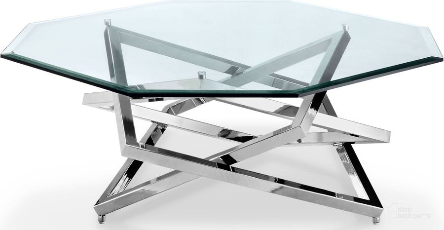 The appearance of Lenox Square Nickel Octagonal Cocktail Table designed by Magnussen in the modern / contemporary interior design. This chrome piece of furniture  was selected by 1StopBedrooms from Lenox Collection to add a touch of cosiness and style into your home. Sku: T3790-49T;T3790-49B. Material: Metal. Product Type: Cocktail Table. Image1