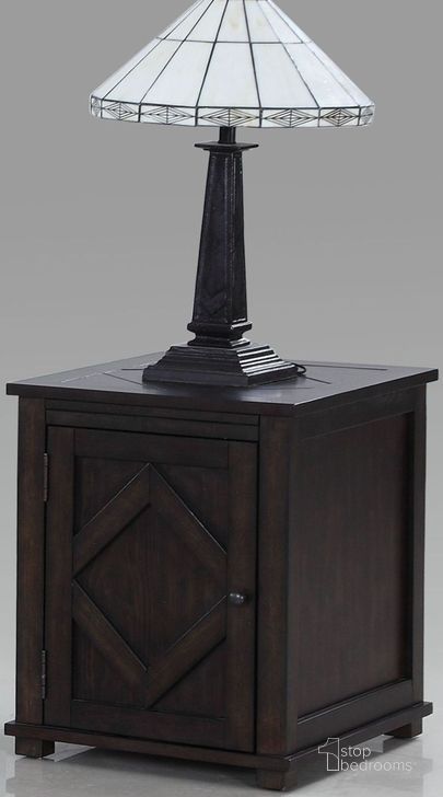 The appearance of Foxcroft Distressed Dark Pine Chairside Cabinet designed by Progressive Furniture in the rustic / southwestern interior design. This black piece of furniture  was selected by 1StopBedrooms from Foxcroft Collection to add a touch of cosiness and style into your home. Sku: T437-29. Material: Wood. Product Type: Chairside Table. Table Top Shape: Rectangular. Image1