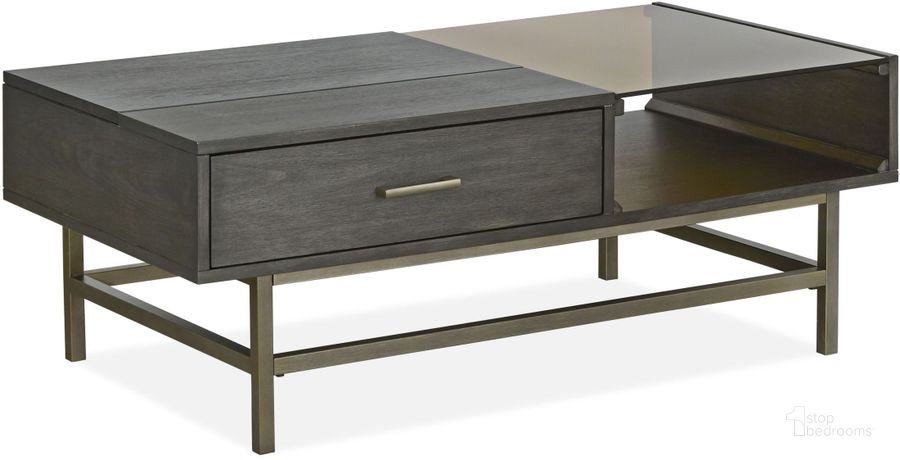 The appearance of Fulton Smoke Anthracite Lift Top Cocktail Table designed by Magnussen in the modern / contemporary interior design. This gray piece of furniture  was selected by 1StopBedrooms from Fulton Collection to add a touch of cosiness and style into your home. Sku: T4574-51. Material: Wood. Product Type: Cocktail Table. Image1
