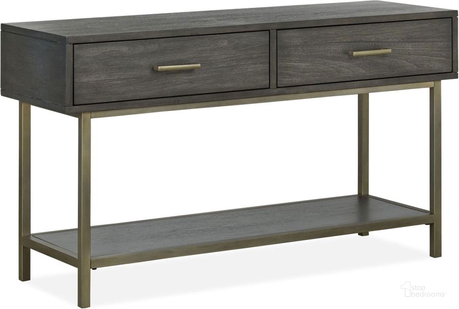 The appearance of Fulton Smoke Anthracite Rectangular Sofa Table designed by Magnussen in the modern / contemporary interior design. This gray piece of furniture  was selected by 1StopBedrooms from Fulton Collection to add a touch of cosiness and style into your home. Sku: T4574-73. Material: Wood. Product Type: Sofa Table. Image1