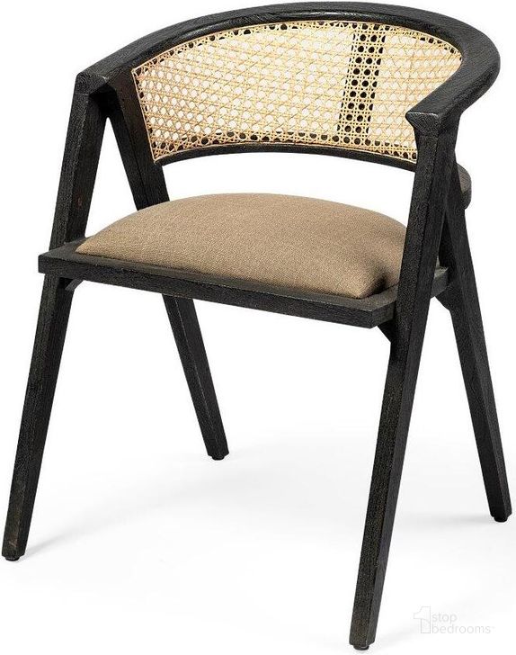 The appearance of Tabitha I Black Wooden Frame Linen Wrap Seat Dining Chair Set of 2 designed by Mercana in the modern / contemporary interior design. This black piece of furniture  was selected by 1StopBedrooms from Tabitha Collection to add a touch of cosiness and style into your home. Sku: 68495. Material: Wood. Product Type: Dining Chair. Image1