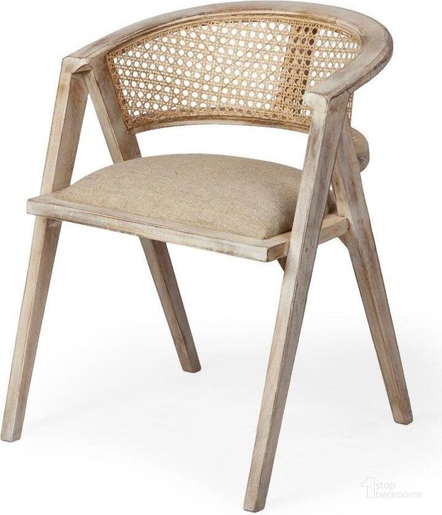 The appearance of Tabitha I Blonde Wooden Frame 100% Polyester Seat Dining Chair Set of 2 designed by Mercana in the modern / contemporary interior design. This blonde piece of furniture  was selected by 1StopBedrooms from Tabitha Collection to add a touch of cosiness and style into your home. Sku: 67830. Material: Wood. Product Type: Dining Chair. Image1