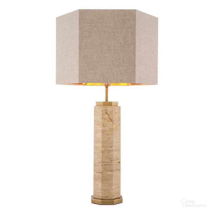 The appearance of Table Lamp Newman Travertine Incl Shade Ul designed by Eichholtz in the modern / contemporary interior design. This travertine piece of furniture  was selected by 1StopBedrooms from Newman Collection to add a touch of cosiness and style into your home. Sku: 116579UL;114630. Product Type: Table Lamp. Image1