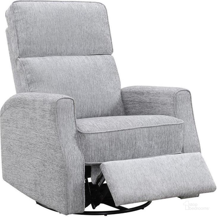 The appearance of Tabor Swivel Gliding Recliner In Gray Graphite designed by Emerald Home Furnishings in the transitional interior design. This gray piece of furniture  was selected by 1StopBedrooms from Tabor Collection to add a touch of cosiness and style into your home. Sku: U3299-04-03. Material: Wood. Product Type: Recliner. Image1