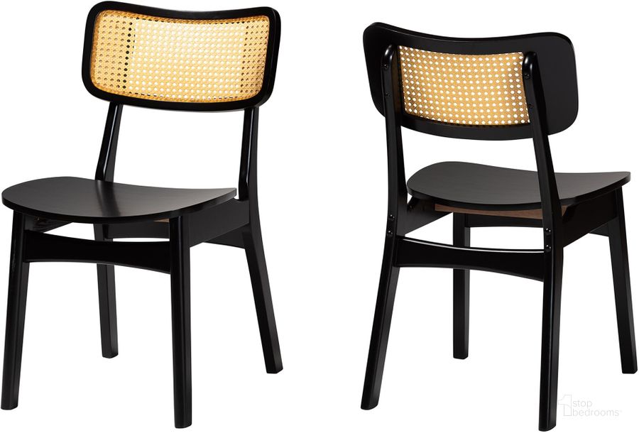The appearance of Tafari Dining Chair Set of 2 In Dark Brown Finished Wood and Rattan designed by Baxton Studio in the transitional interior design. This light / dark brown piece of furniture  was selected by 1StopBedrooms from Tafari Collection to add a touch of cosiness and style into your home. Sku: RH254C-Natural Rattan/Dark Brown Bent Seat-DC-2PK. Product Type: Dining Chair. Material: Rubberwood. Image1