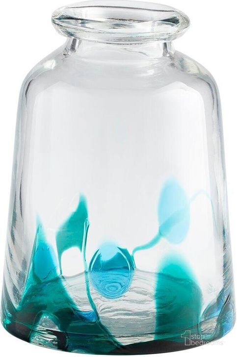 The appearance of Tahoe Blue And Clear Medium Vase designed by Cyan Design in the modern / contemporary interior design. This transparent piece of furniture  was selected by 1StopBedrooms from Tahoe Collection to add a touch of cosiness and style into your home. Sku: 11070. Material: Glass. Product Type: Vase.