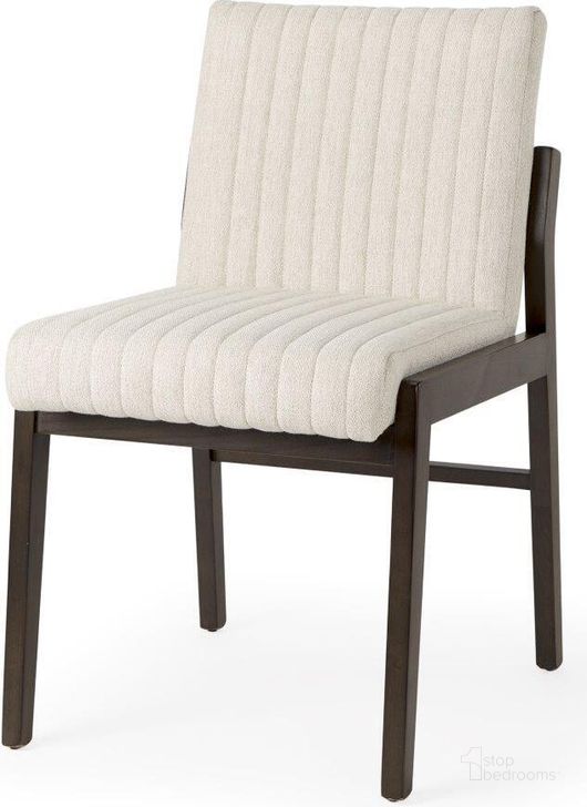The appearance of Tahoe Cream Upholstered And Black-Brown Wood Armless Dining Chair Set of 2 designed by Mercana in the modern / contemporary interior design. This brown and cream piece of furniture  was selected by 1StopBedrooms from Tahoe Collection to add a touch of cosiness and style into your home. Sku: 69833. Material: Wood. Product Type: Dining Chair. Image1