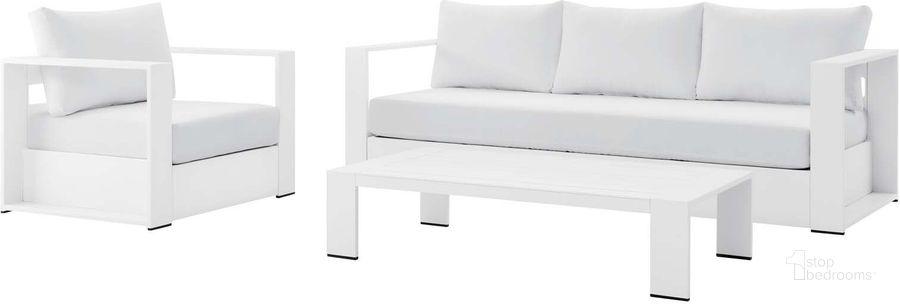 The appearance of Tahoe Outdoor Patio Powder-Coated Aluminum 3-Piece Set In White designed by Modway in the modern / contemporary interior design. This white piece of furniture  was selected by 1StopBedrooms from Tahoe Collection to add a touch of cosiness and style into your home. Sku: EEI-5748-WHI-WHI. Product Type: Outdoor Set. Material: Stainless Steel. Image1