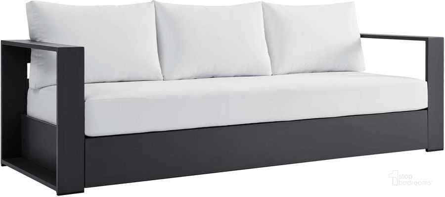 The appearance of Tahoe Outdoor Patio Powder-Coated Aluminum Sofa In White And Grey EEI-5676-GRY-WHI designed by Modway in the modern / contemporary interior design. This white and grey piece of furniture  was selected by 1StopBedrooms from Tahoe Collection to add a touch of cosiness and style into your home. Sku: EEI-5676-GRY-WHI. Product Type: Sofa. Material: Foam. Image1