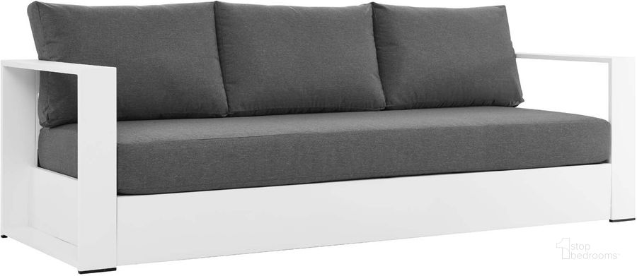 The appearance of Tahoe Outdoor Patio Powder-Coated Aluminum Sofa In White Charcoal designed by Modway in the modern / contemporary interior design. This white charcoal piece of furniture  was selected by 1StopBedrooms from Tahoe Collection to add a touch of cosiness and style into your home. Sku: EEI-5676-WHI-CHA. Product Type: Sofa. Material: Foam. Image1