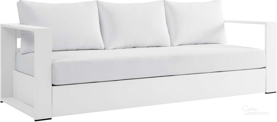 The appearance of Tahoe Outdoor Patio Powder-Coated Aluminum Sofa In White White designed by Modway in the modern / contemporary interior design. This white white piece of furniture  was selected by 1StopBedrooms from Tahoe Collection to add a touch of cosiness and style into your home. Sku: EEI-5676-WHI-WHI. Product Type: Sofa. Material: Foam. Image1
