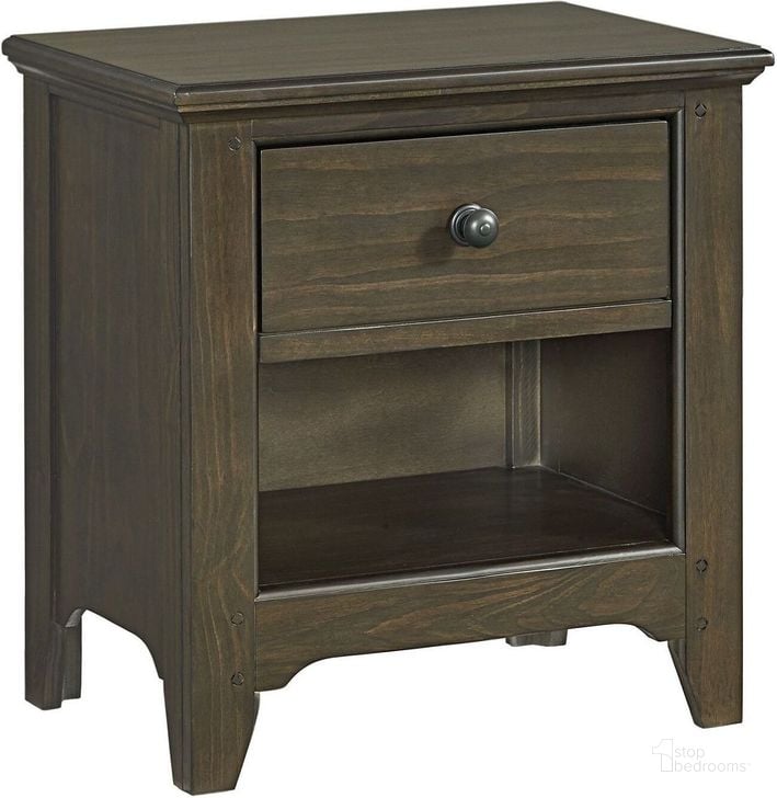 The appearance of Tahoe Youth River Rock 1 Drawer Nightstand designed by Intercon in the transitional interior design. This gray piece of furniture  was selected by 1StopBedrooms from Tahoe Youth Collection to add a touch of cosiness and style into your home. Sku: TA-BR-6302-RVR-C. Product Type: Nightstand. Image1